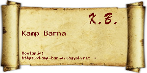 Kamp Barna névjegykártya
